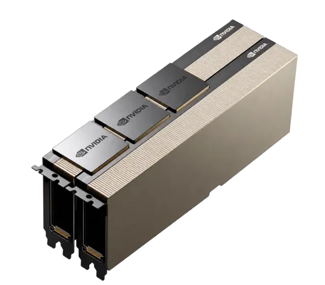 Deux cartes H100 reliées par trois ponts NVLink